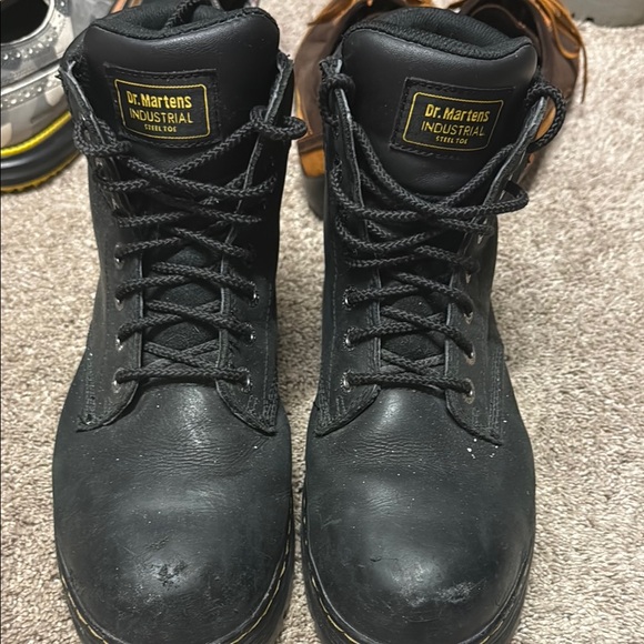 Martens Black Leather Boots High-Top Lace-Up